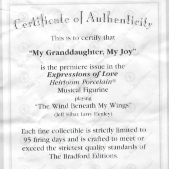 NEW - First Edition – My Granddaughter, My Joy - Musical Figurine - Picture 8 of 8